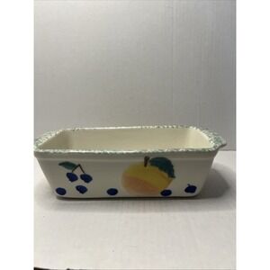 VTG Hartstone Pottery Fruit Salad Stoneware Bread Loaf Pan/Dish Cherry, Apple